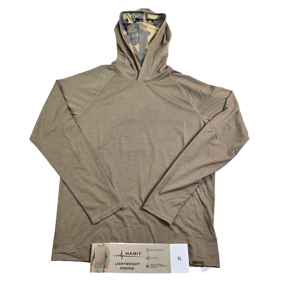 Habit Lightweight Hoodie Men Size S Desert Taupe Camo Lined Hood Hiking Camp New